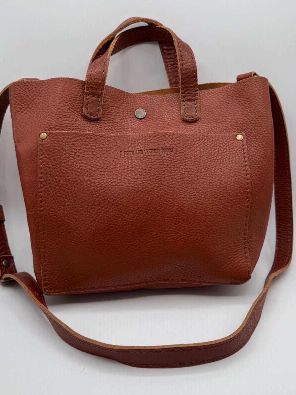 Portland Leather Goods Maple or Sedona Mini Classic Snap Crossbody Tote VGUC - Picture 2 of 12
